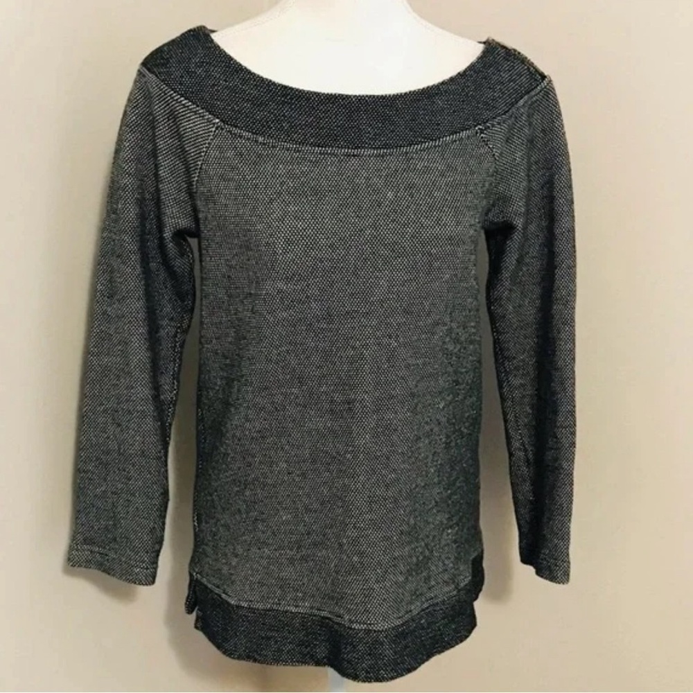 LOFT Gray Boatneck Textured Knit Sweater